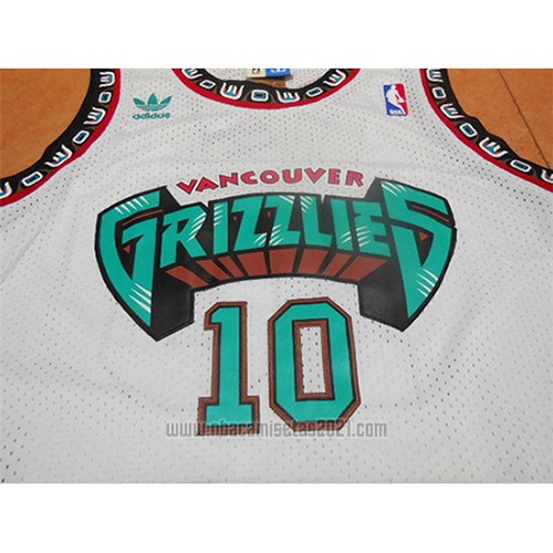 Camiseta Vancouver Grizzlies Mike Bibby #10 Historic Retro Blanco